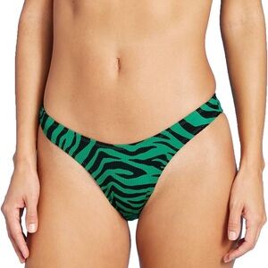 Xhilaration Zebra Print Bikini Bottoms - Size M, Green & Black Ribbed